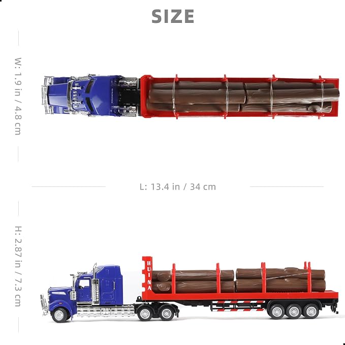 Logging Semi Truck and Trailer Toy, Large 1/50 for Kenworth W900 Diecast Metal Truck Tractor Trailer Transport Series Lumber Gifts for Boys Adult Model Car Collector