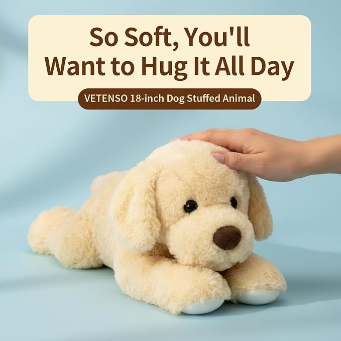Weighted Plush Dog, 18" Golden Retriever Stuffed Animal 2.6 lbs, Soft Cream Yellow Plush Puppy for Kids & Adults, Cozy Bedtime Companion