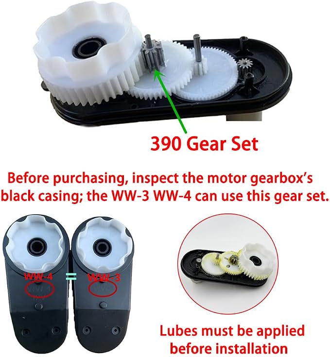 Kids Powered Ride On Car Remote Control Stroller Gear Replacement 390 Gear Set for Kids Electric Car 390 Gearbox Gear Replacement Parts (390 Gear Set)