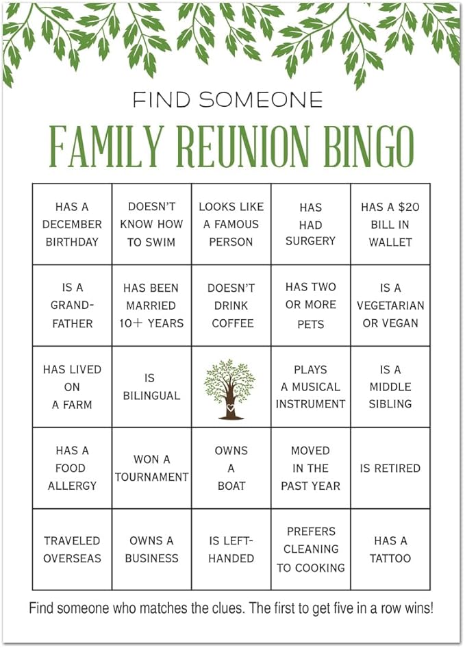 InvitationHouse Find Someone Family Reunion Bingo Games - Set of 24