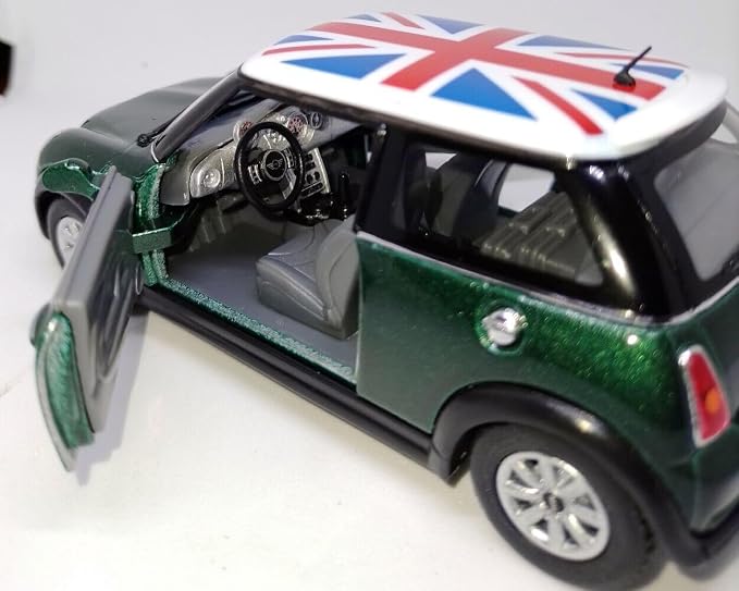KiNSMART - Mini Cooper S 5" 1:28 Scale Die Cast Metal Model Toy Car (Green British Flag)