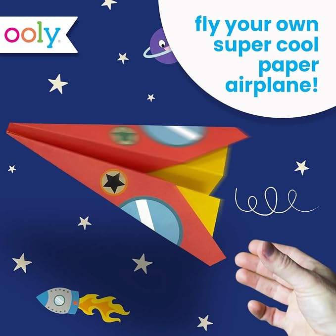 Ooly DIY Paper Airplane Book, 24 Paper Planes & Stickers, Kit Includes 12 Completed, 6 Blank and 6 Color-in Planes, Great Gifts for Kids, Activities for Boys and Girls