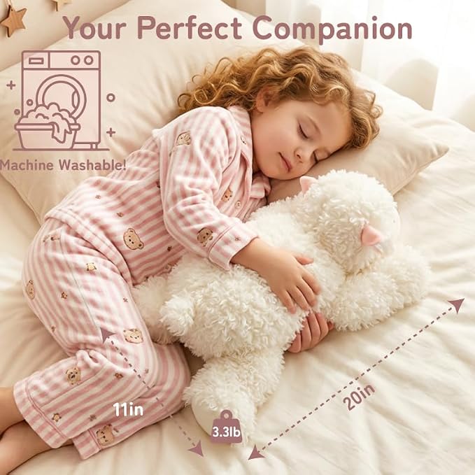 Niuniu Daddy 20" | 3.3 Pound Weighted Sheep Stuffed Animal Plushie for Adults & Kids, Large Sheep Weighted Lap Pillow, Soft Sensory Stuffy Toy as Gift for Holidays