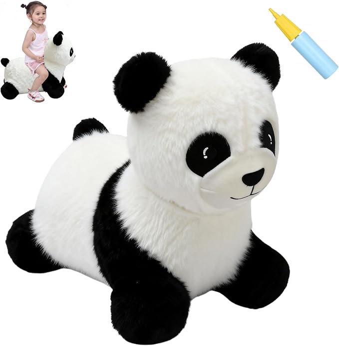 INPANY Bouncy Horse, Panda Hopper Toys, Toddler Plush Bouncing Animal, Kid Inflatable Ride on Rubber Bouncer, Outdoor Cool Birthday Gift for 2 3 4 Yr Boy Girl