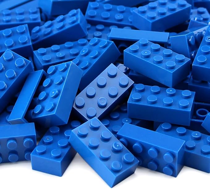 100pcs 2x4 Bricks Blue Pieces Classic Parts Bricks Building Creative Play Blocks Set Toy Combine with Major Brick Brands