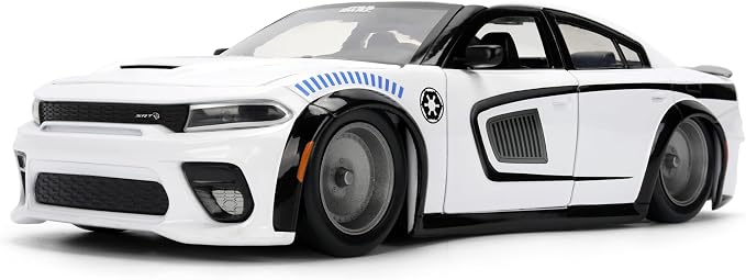 Jada Star Wars Stormtrooper with 2021 Dodge Charger SRT Hellcat Die-Cast Vehicle 1:24 Scale – Opening Parts Toys