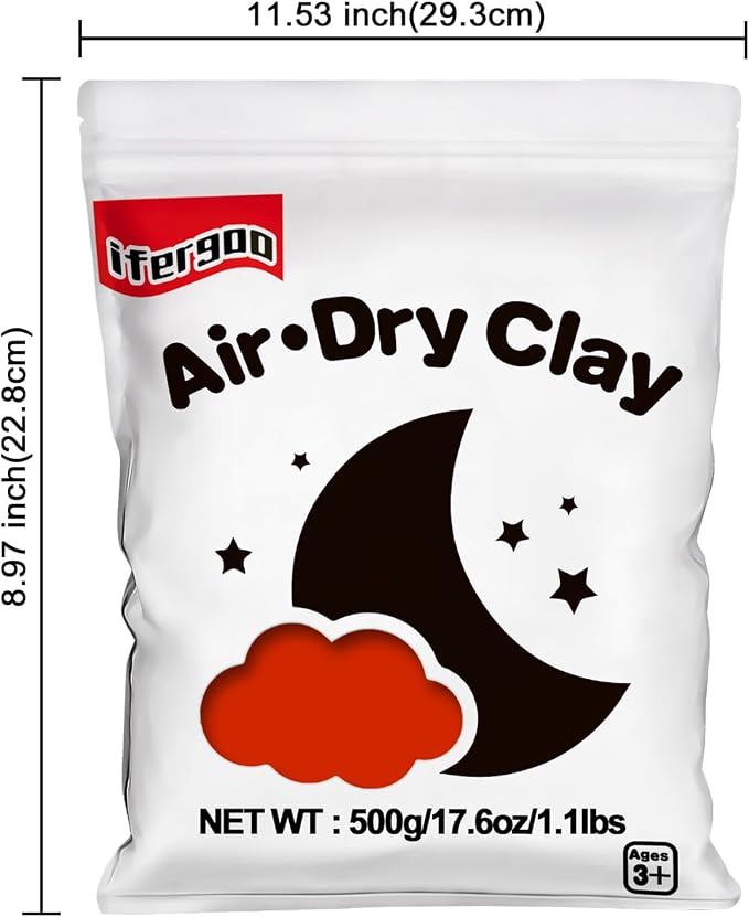 ifergoo Red Air Dry Clay - Moldable Cosplay, DIY Creative Modeling Clay for School Arts & Craft Project, Fake Bake, Slime Supplies, Super Light Magic Foam Molding Clay, Soft, No-Sticky, 1.1LBS/500G
