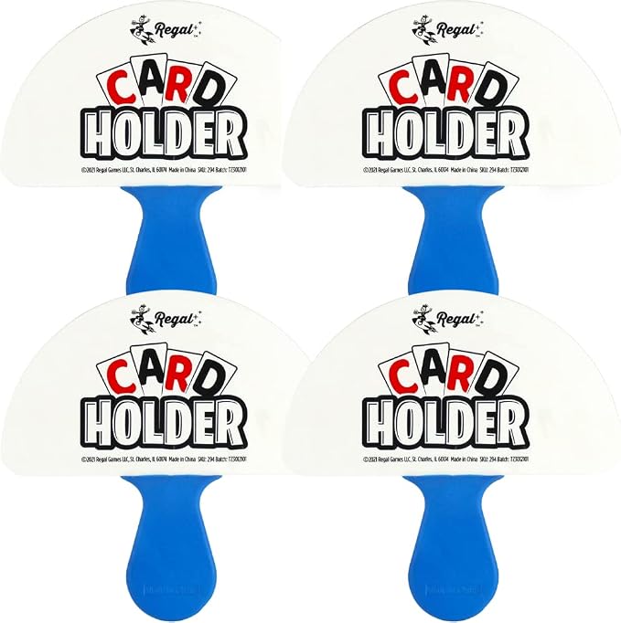 Regal Games 4 Pack Card Holders for Playing Cards - Kids Card Holder with Plastic Paddles - Ideal for Family Fun Game Night and Travel (Ages 3+)