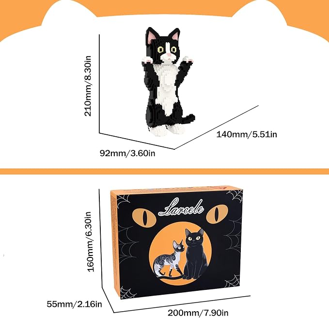 Larcele Micro Building Blocks Set, DIY Mini Building Toy Bricks for Age Over 12 Years, 1227 Pieces KLJM-05 (Devon Rex Cat)