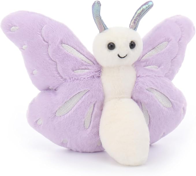 Apricot Lamb Purple Butterfly Stuffed Animals for Kids, Soft Cute Plush Toys for Baby Girl and Boy, 7.5 Inches