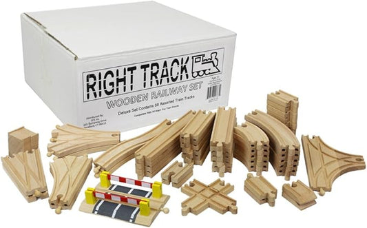Right Track Toys Wooden Train Track Deluxe Set: 56 Premium Wood Pieces 100% Compatible with Thomas - All Tracks and No Fillers