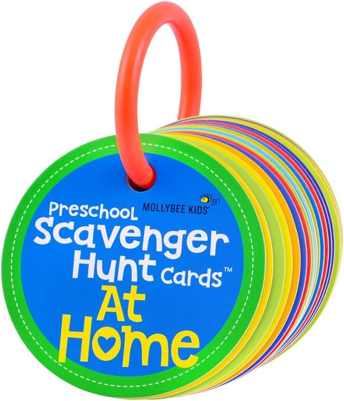 MOLLYBEE KIDS Preschool Indoor Scavenger Hunt Cards at Home, Gifts for Ages 3, 4