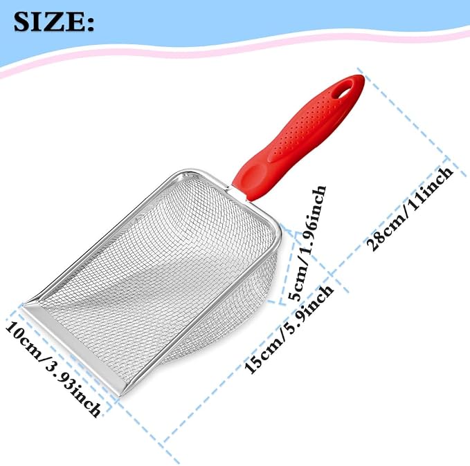 Beach Mesh Shovel, Shark Tooth Sifter Dipper for Shell Collecting, Kids Filter Sand Scooper for Picking Up Shells - Beach Snow Toys for Kids (Red)