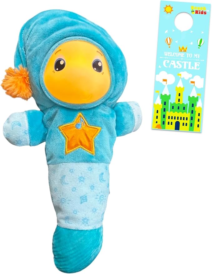 Playskool Glo Worm Soother Toy Set - Bundle with SmartSense Cry Sensor Voice Recordable Stuffed Soother Toy for Newborns, Babies Plus Door Hanger | Playskool Bedtime Plush for Toddlers