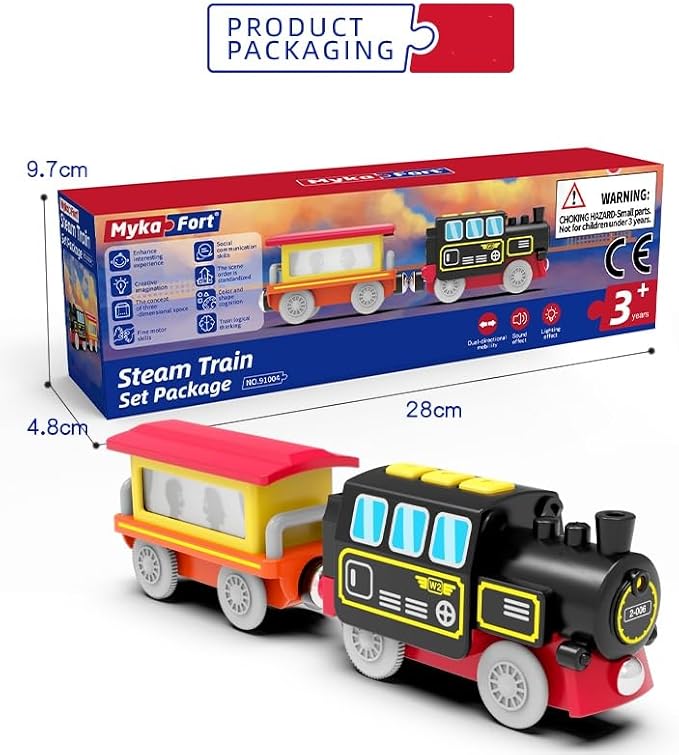Steam Locomotive Electric Train Battery Operated Train for Wooden Track Toys for 3-7 Years Old Toddlers & Kids,Compatible with All Major Brands in Market (Battery not Included)
