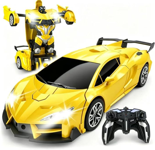 Transform Remote Control Car, RC Cars for Boys Age 3-5 6-8, One-Button Transform Toy Cars, 2.4GHz, 360° Spin, 1:18 Scale, Flashing Headlight,3-8 Year Old Grandkids Christmas Birthday Gifts