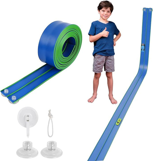 Flexible Race Car Track 15 Ft Starter Set with Suction Cups Compatible with Diecast 1/64th Car for Ages 3 & Up Track Long Rolls Up Portable Racetrack