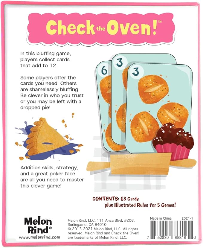 Melon Rind Check The Oven, Math Game for Kids Ages 7+, for Adding to 12 in Various Ways, Educational Fun Card Game to Develop Math Skills with Confidence, for 3-6 Players, Perfect Family Fun