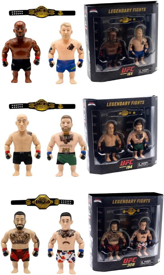 P.M.I. UFC 4.5-Inch Articulated Action Figures Legendary Fights 2-Pack Mystery Assortment – Includes 2 Fighters, Accessories and Championship Belt | Official UFC Collectible by PMI – Random 1 of 3