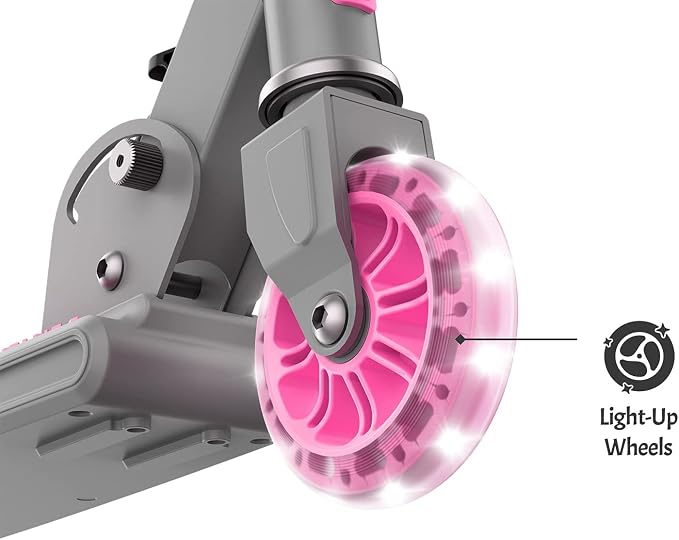 Jetson Leo Folding Kick Scooter| Easy Folding Mechanism | Light-Up Wheels |Height-Adjustable Handlebar |Rear Foot Brake|Ages 5+