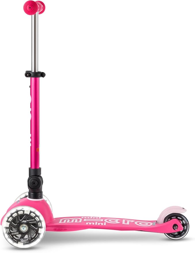 Micro Kickboard | Mini Foldable LED Kids Scooter for Ages 2-5 | Children up to 110 lbs | 3 Wheel Lean-to-Steer Design | Adjustable T Bar | Smooth Ride, Motion-Activated PU LED Wheels | Swiss Design