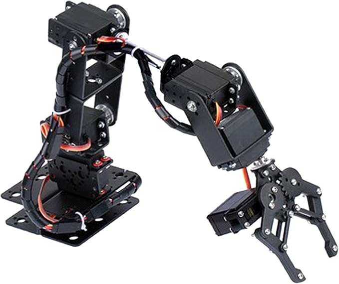 6DOF Robot Mechanical Arm Kit, Programming Robotic Clamp Hand Claw with 6 Servo Motors, 180 Degree Angle Manipulator Industrial Robot Parts for College Teaching
