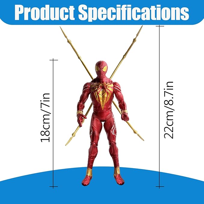 4PCS Spider Hero Action Figures Set, 7 Inch Movable Superhero Figurines with Display Base, Multi Suit Collectible Toys for Fans, Desk Decoration and Gifts