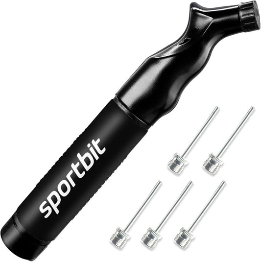 SPORTBIT Ball Pump for Sports Balls - Push & Pull Inflating System - Hand Pump for Exercise Balls - Volleyball Pump, Basketball Inflator, Ball Air Pump - Goes with 5 Needles Set