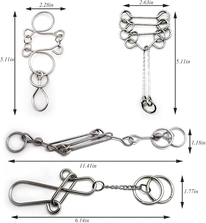 Set of 4 Advanced IQ Toys Brain Teasers Metal Puzzles Magic Trick Toy for Kids Adults