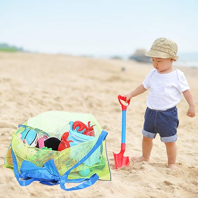 Mesh Beach Sand Toy Bags, Extra Large, Foldable Totes Shell Storage Bag Quick Dry Net Tote for Kids ,Away from Sand Pool Supplies Storage Picnic Backpack