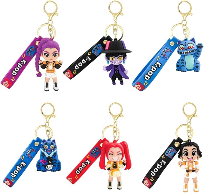 Kpop Keychain Set of 6, Cartoon Collectable Cute Mini Doll Figure Merch for Fans Bag Charm & Toys Gift (Kp6)
