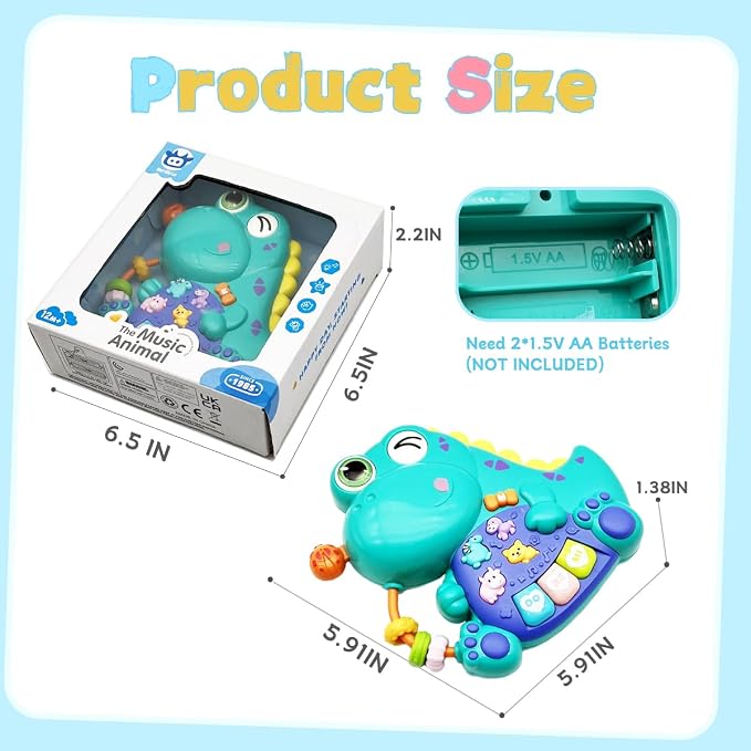 Baby Musical Toys for 1 Year Old Boys and Girls, Piano Keyboard Light Up Musical Toys for Toddlers 1-3 , Early Learning Educational Infant Toys Gifts for 12-18 Months (Dinosaur)
