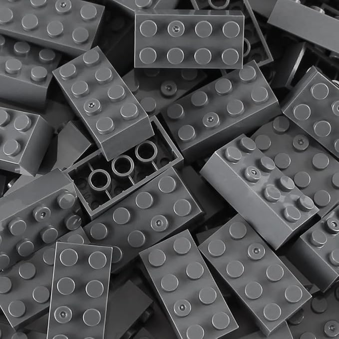 100pcs 2x4 Bricks Dark Gray Pieces Grey Classic Building Blocks Creative Play Set Toy Accessories Compatible with Major Brick Brands