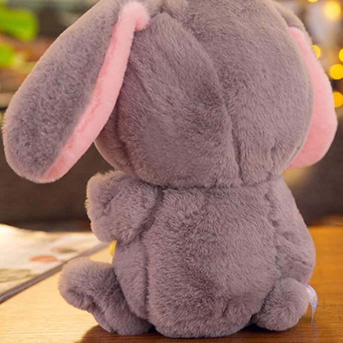 HOUPU Soft Toy - Sitting Lop Eared Rabbit, Easter White Rabbit Stuffed Bunny Animal with Carrot Soft Lovely Realistic Long-Eared Standing Pink Plush Toys (Gray-Star,25.5in/65cm)