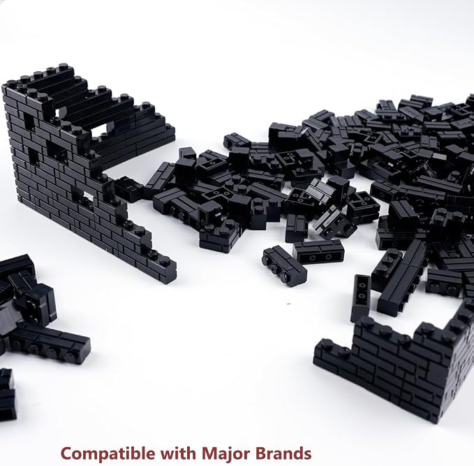 Masonry Bricks House Wall Accessories: 340PCS Classic Masonry Profile Block Parts and Pieces Creative Construction Bulk, MOC Castle Pieces (Black)