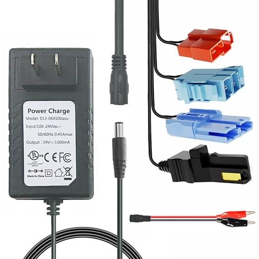 JRRXM 12Volt & 24Volt Universal Charger for Batty Powered Kid's Ride on Toys Car, Best Choice 12V&24V Adapter Charger for Power Wheels Electric Vehicle.LED Lights,Peg-Perego,Fisher-Price (24Volt)