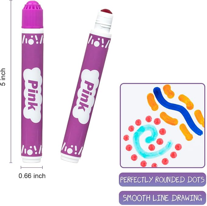 DOSEWART Dot Markers for Kids, 12-Color Bingo Daubers, Washable Bingo Markers for Kids Drawing Coloring, Arts and Crafts Supplies Dot Paint Marker Set