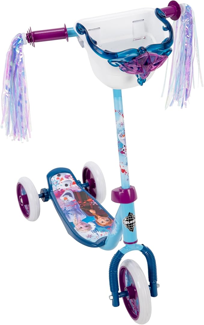 Huffy Toddler 3-Wheel Scooter for Kids, Multiple Colors & Licensed Character Graphics, Ages 3+, Durable Steel Frame, Wide Non-Slip Deck, Stable Lean-to-Steer Design, Light-Up Options, Girls/Boys