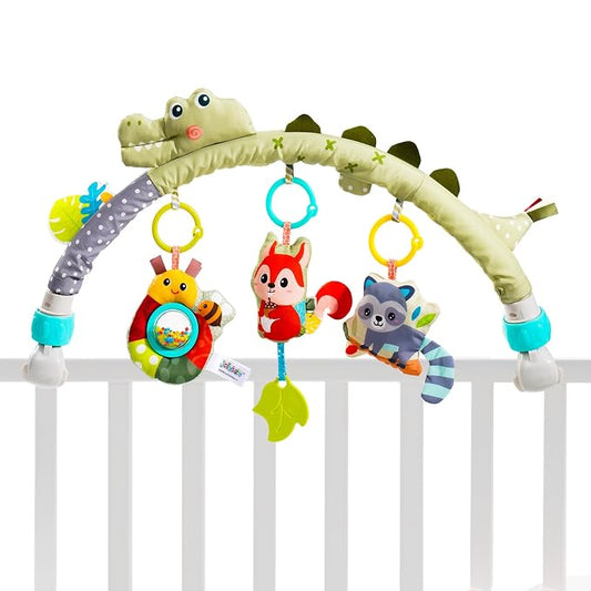 Jollybaby Bassinet Stroller Crib Mobile Toy for Baby 0-6-12 Months, Infant Clip On Arch Hanging Toy, Montessori Sensory Nursery Mobiles Toy for Newborn Gift - Crocodile