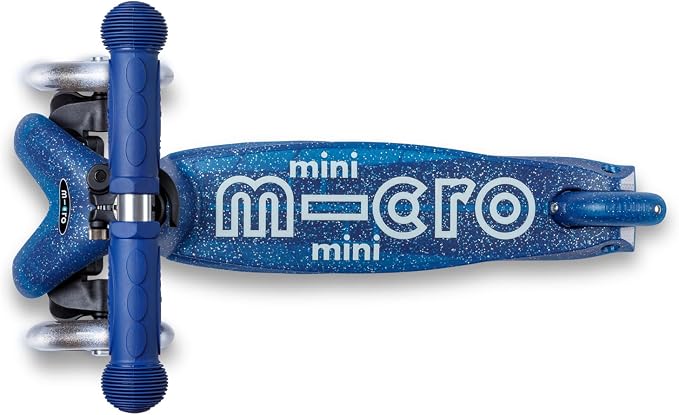 Micro Kickboard | Mini Deluxe Glitter LED Kids Scooter for Ages 2–5 | Children up to 110 lbs | 3 Wheel Lean-to-Steer Design | Adjustable T Bar | Motion-Activated PU LED Wheels | Swiss Design