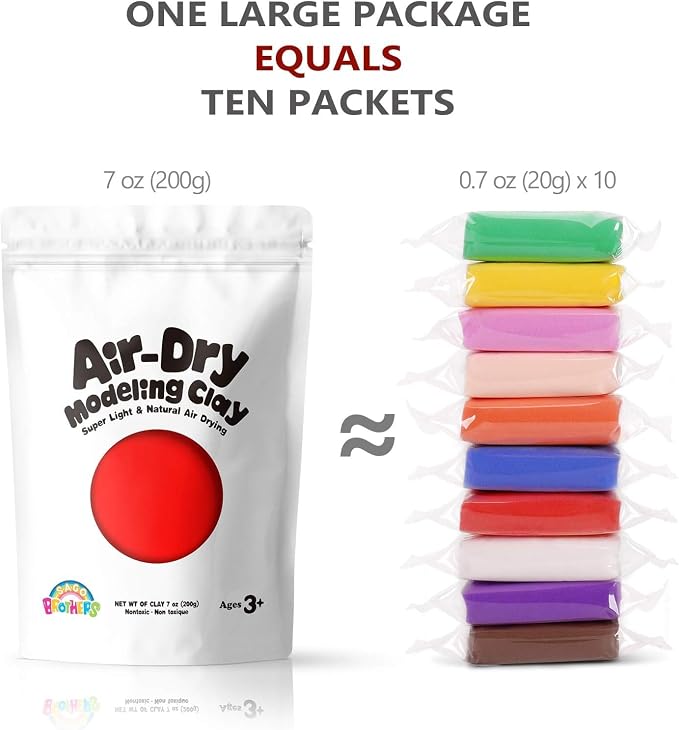 Sago Brothers Modeling Clay for Kids - Red, 7 oz Molding Magic Clay for Kids Air Dry, Super Soft Clay for DIY Slime, Ultra Light Air Dry Modeling Clay for Toddlers Children Teens | Molding magic clay for kids air dry, super soft for DIY slime. Ultra li...