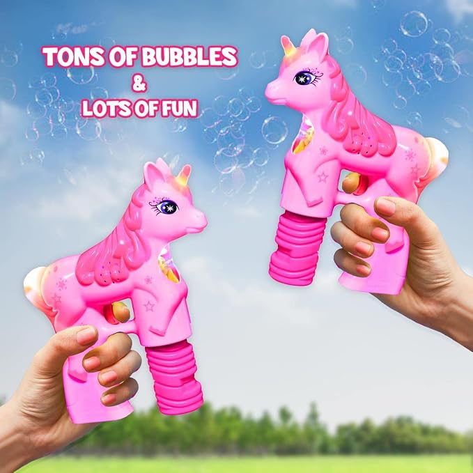 Pink & Pink Unicorn Bubble Guns for Kids – Automatic Bubble Machine Blower Toy | Cute Bubble Blaster for Toddlers, Boys & Girls | Outdoor Play, Birthday Party & Summer Fun