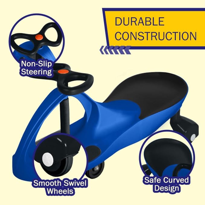 Wiggle Car - Ride on Toy for Ages 3 and Up - Toddler Ride on Toys with no Batteries, Gears, or Pedals Just Twist, Wiggle, and Go by Lil’ Rider (Blue and Black)