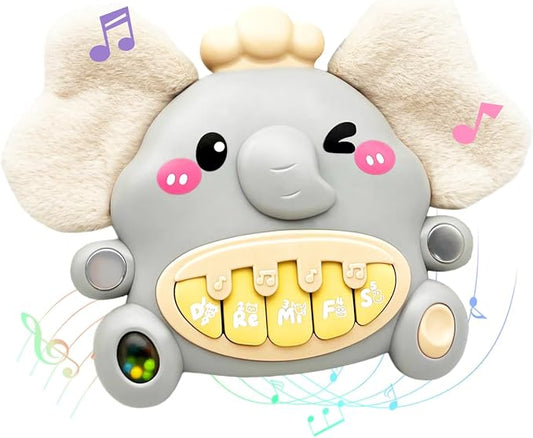 Cute Elephant Piano for Baby Musical Toys 18M+, Early Learning Light up Music Keyboard Infant Toy Perfect Christmas Birthday Gifts for Boy & Girl Age 2 3 Years Old (Grey-Elephant)