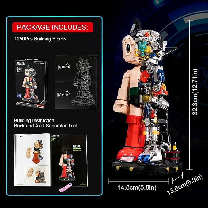PANTASY Astro Boy Building Set Mechanical Clear Ver – Official Licensed Classic Anime Figure Brick Model, Collectible Robot Display Toy for Adults and Fans, Creative Construction Kit