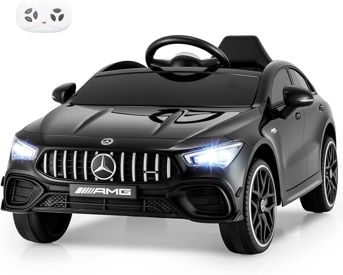 Costzon Ride on Car, 12V Licensed Mercedes-Benz Kids’ Electric Vehicles with Parent Remote, Rocking Function, Music & Horn, LED Headlights & Soft Start, Battery Powered Kids Car Toy for Ages 3+(Black)