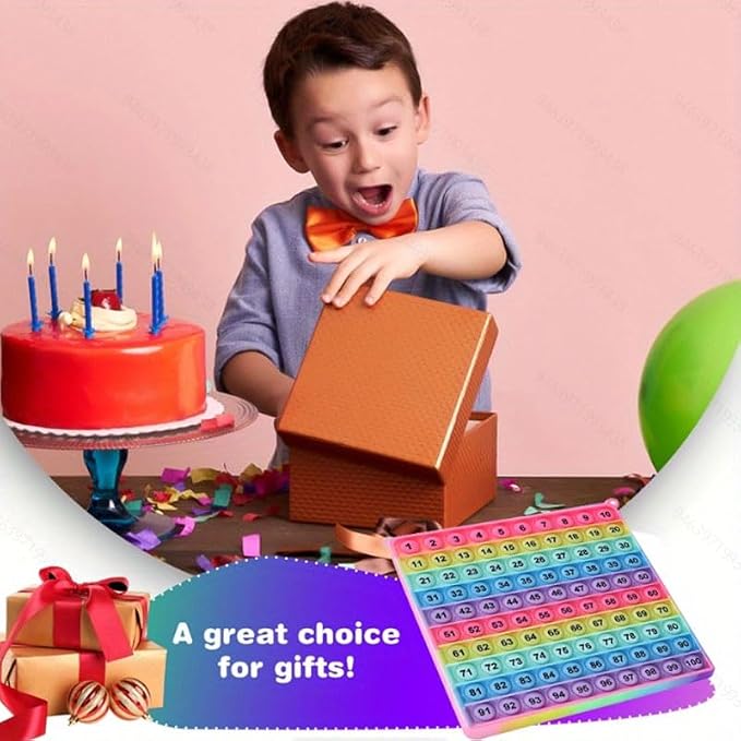Yadishen Multiplication Table Hundred Board Math Game P0PP Toy, Exercise Children's Logical Thinking,Pop Fidget Toys, Fidget Game Math Manipulatives Kindergarten [1-100 Number Table]