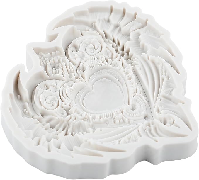 Heart Wing Polymer Clay Molds Baroque Heart Shape Wing Silicone Mold for Epoxy Resin Casting DIY Crafts Air Dry Polymer Crafts Supplies Clay Tools