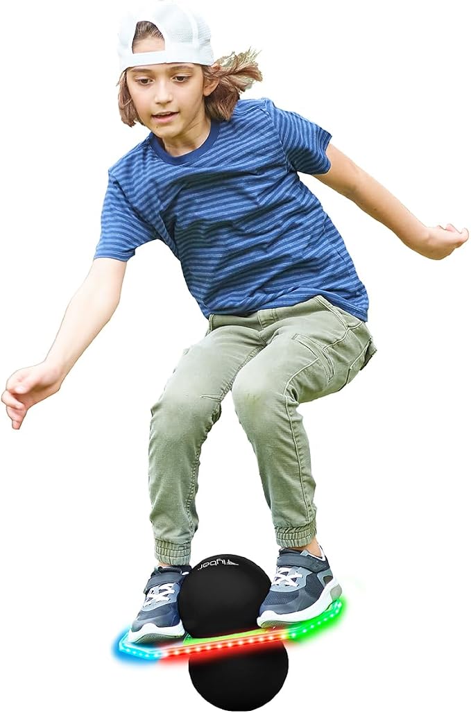 Flybar LED Pogo Trick Ball for Kids Balance Bounce Board w/Anti-Slip Deck