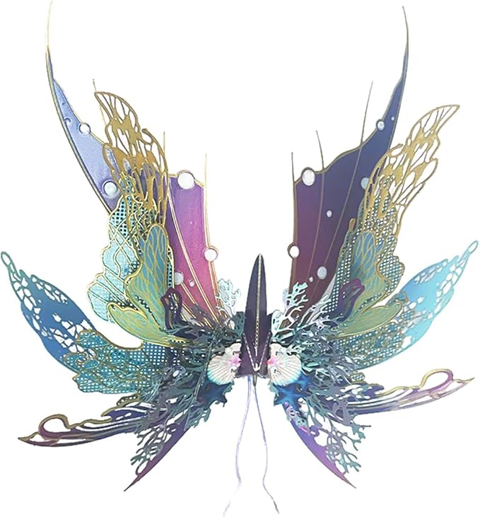 3D Metal Butterfly Puzzle for Adults, 50PCS Steampunk Mechanical Insect Model Kit, No Glue Snap-Fit Assembly, Iridescent Wing Design, Desktop Sculpture